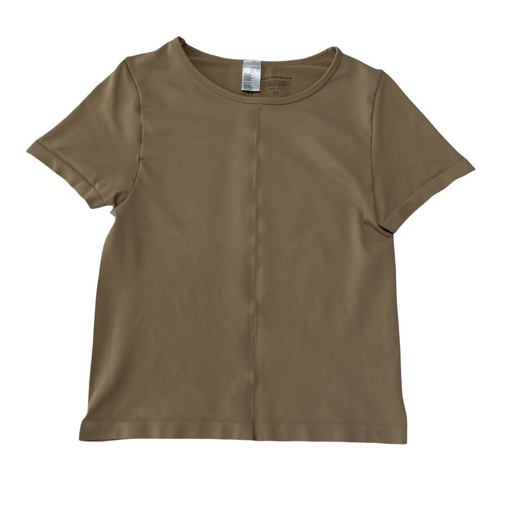 Good American‎ Women's So Soft Sculpted T-Shirt Brown 3/4 - 14 x 19.5